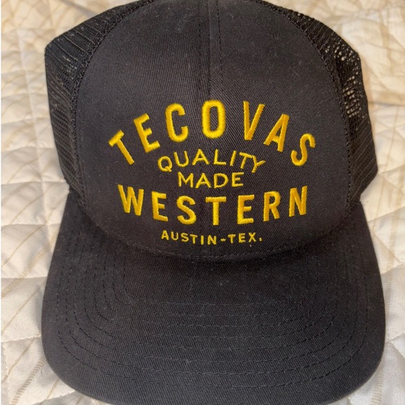Tecovas Western Trucker Hat Snapback Black Yellow Embroidered Cap Austin Texas - Picture 1 of 7